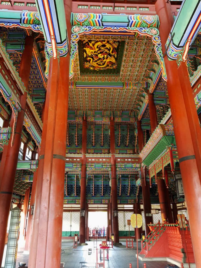 Inside Geunjeongjeon Throne Hall in Gyeongbokgung Palace in Seoul